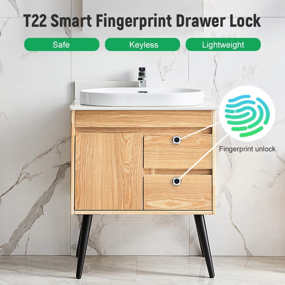 Compact Smart Fingerprint Lock T22 with Rechargeable Battery for Cabinets, Suitcases, Bikes, and More