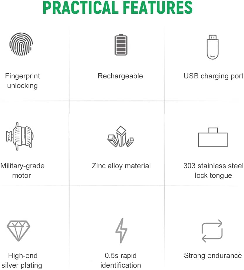 Compact Smart Fingerprint Lock T22 with Rechargeable Battery for Cabinets, Suitcases, Bikes, and More