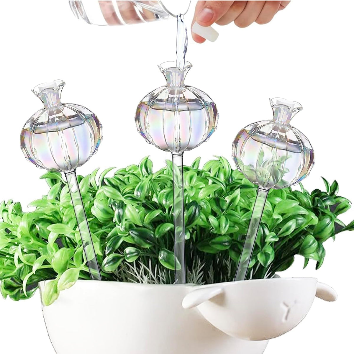3 PCS Self Plant Watering Globes Insert, Clear Glass Watering Bulbs with Removable Sealing Plug, Plant Waterer for Indoor & Outdoor Plants Flowers (5 oz)