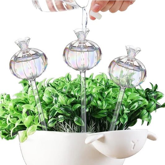 3 PCS Self Plant Watering Globes Insert, Clear Glass Watering Bulbs with Removable Sealing Plug, Plant Waterer for Indoor & Outdoor Plants Flowers (5 oz)