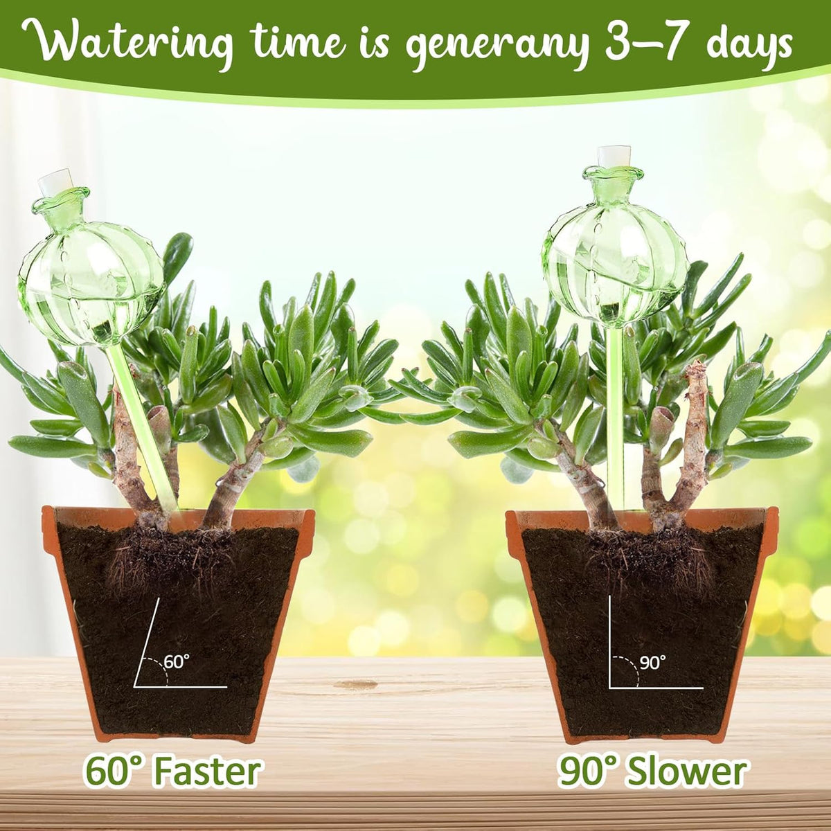 3 PCS Self Plant Watering Globes Insert, Clear Glass Watering Bulbs with Removable Sealing Plug, Plant Waterer for Indoor & Outdoor Plants Flowers (5 oz)