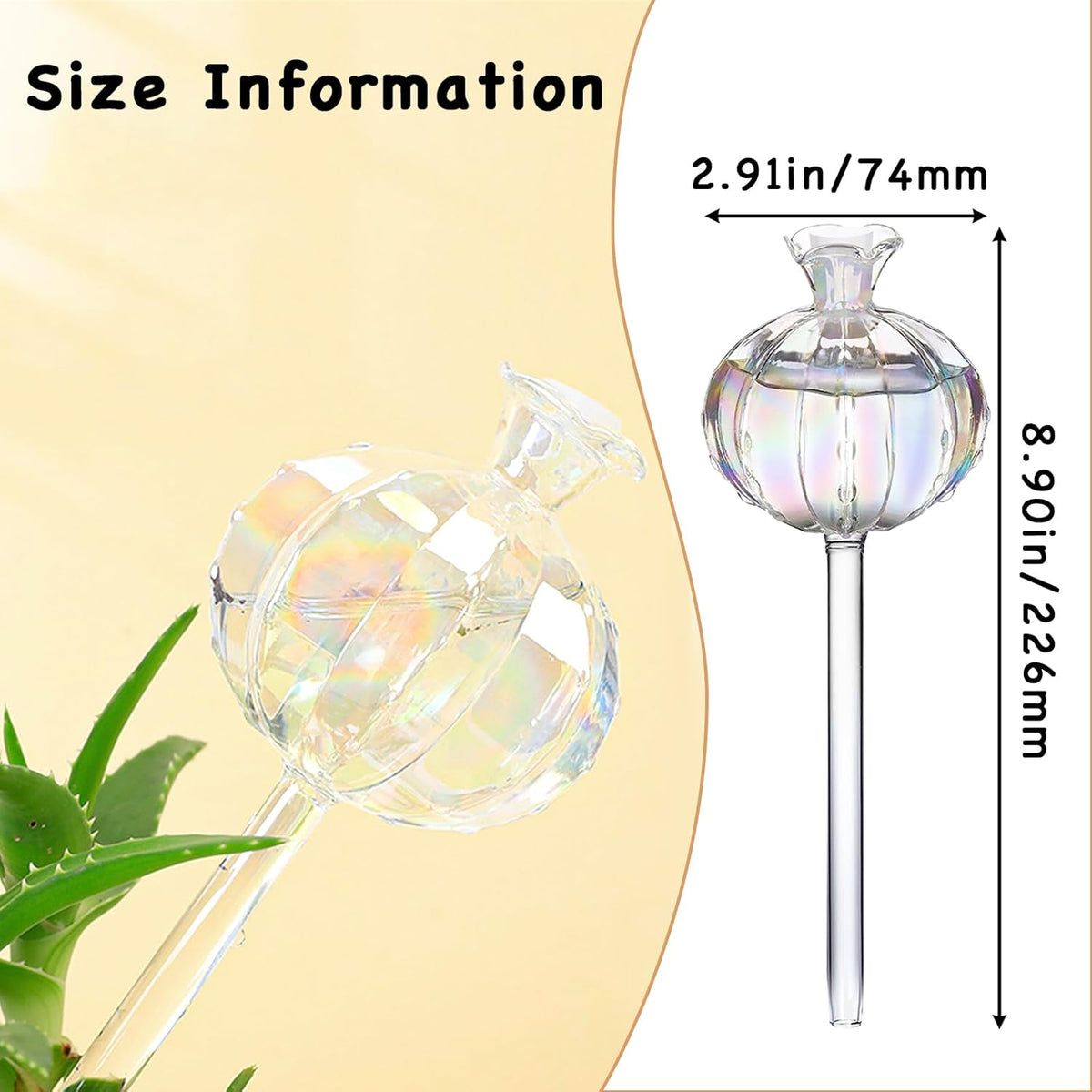 3 PCS Self Plant Watering Globes Insert, Clear Glass Watering Bulbs with Removable Sealing Plug, Plant Waterer for Indoor & Outdoor Plants Flowers (5 oz)