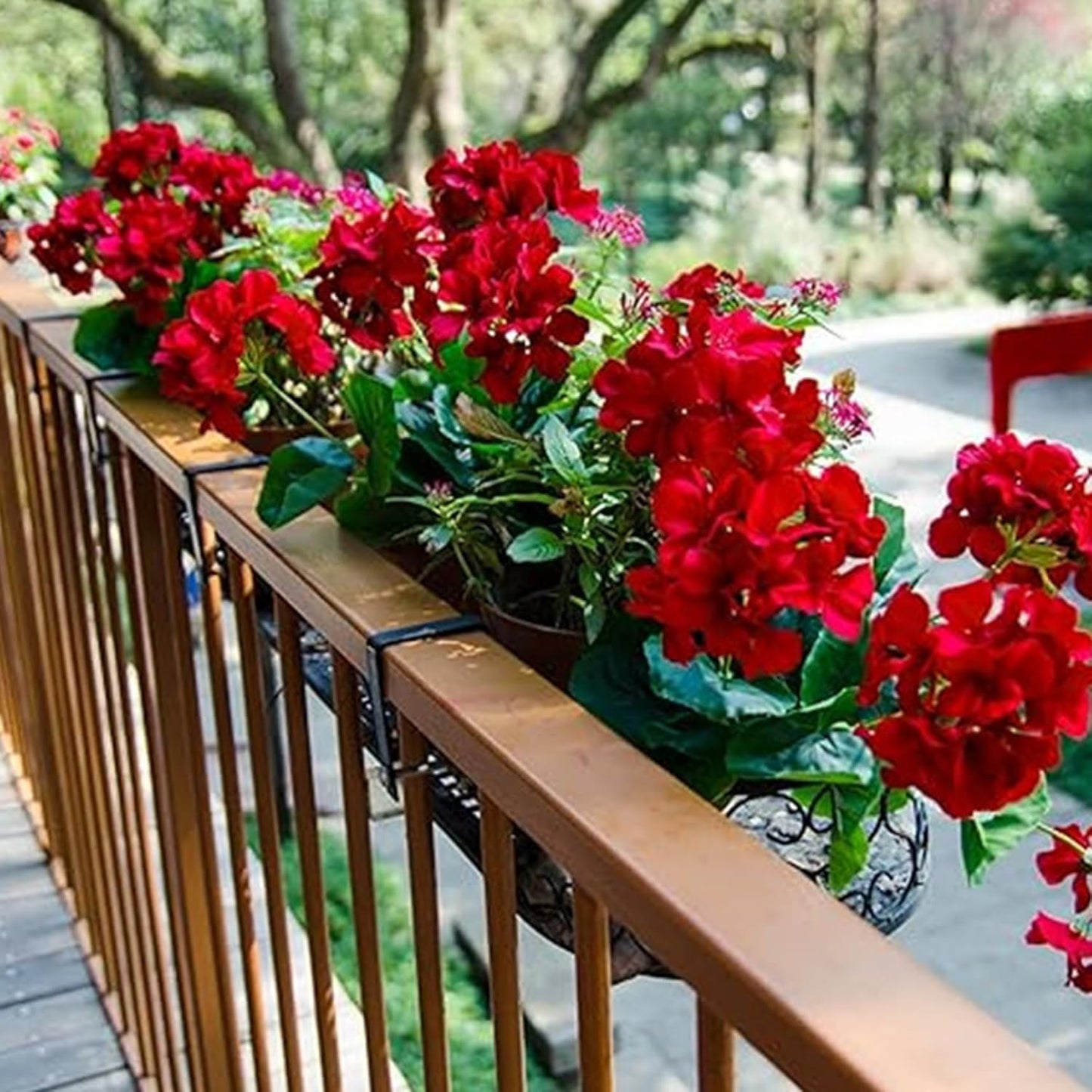 6Pcs Artificial Geraniums 14 Inch Lifelike Artificial Flowers with Adjustable Branches Long Lasting Vibrant Silk Geranium for Indoor Outdoor Red Faux Flower