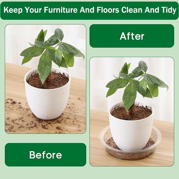 16Pcs Plant Saucer, Heavy Duty Clear Plastic Plant Tray, Durable Round Flower Pot Saucer, Large Plant Dishes Saucer, Planter Water Drip Trays for Indoor Outdoor Garden Potted