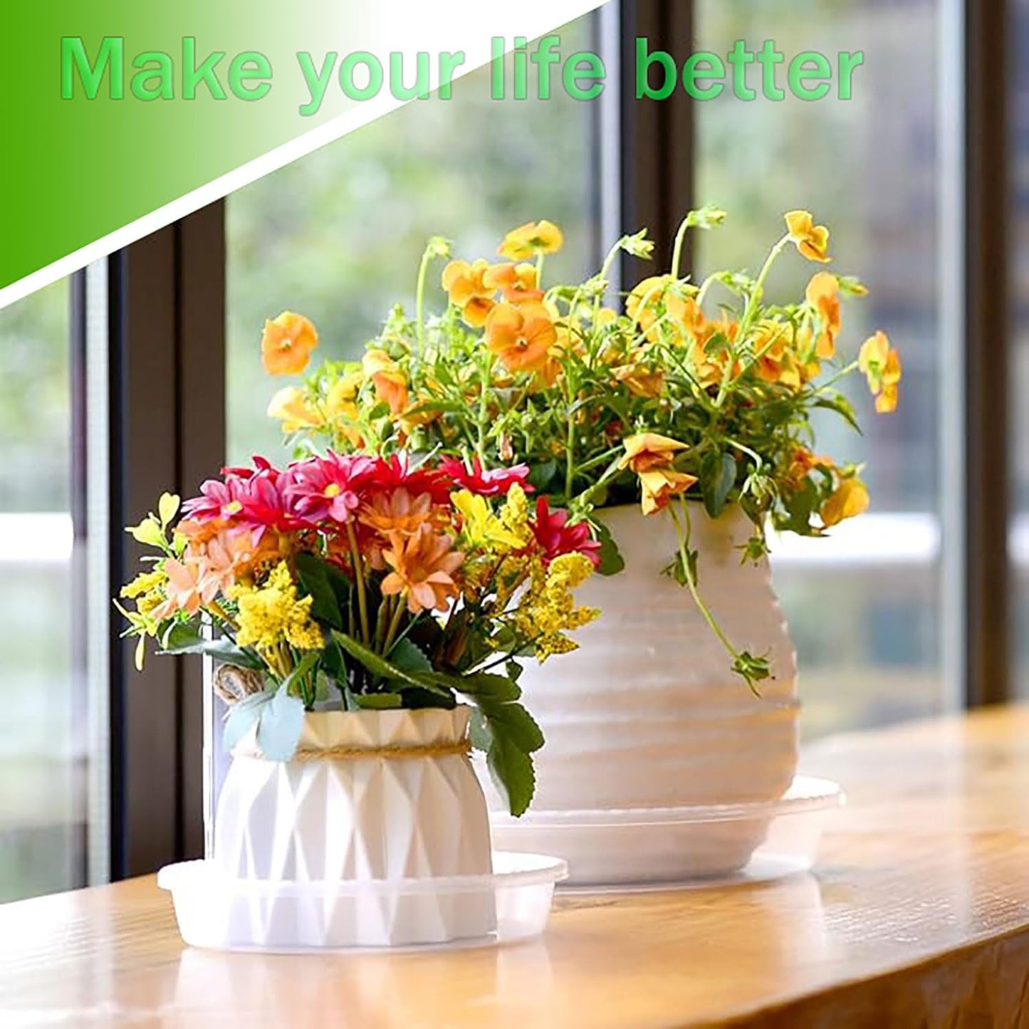 16Pcs Plant Saucer, Heavy Duty Clear Plastic Plant Tray, Durable Round Flower Pot Saucer, Large Plant Dishes Saucer, Planter Water Drip Trays for Indoor Outdoor Garden Potted
