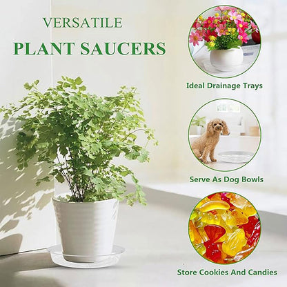 16Pcs Plant Saucer, Heavy Duty Clear Plastic Plant Tray, Durable Round Flower Pot Saucer, Large Plant Dishes Saucer, Planter Water Drip Trays for Indoor Outdoor Garden Potted