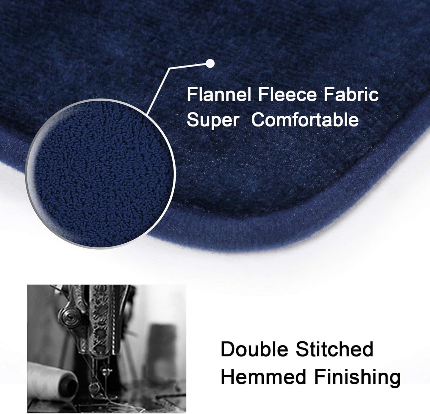 Bath Mat Memory Foam Set Bathroom Rug Flannel Velvety Luxury Extra Soft and Absorbent Non Slip Rugs for Bathroom/Bedroom Washable(2 Pack- 20"x 32"/ 17"x 24", Navy) Navy 20" x 32" Plus 17" 24"