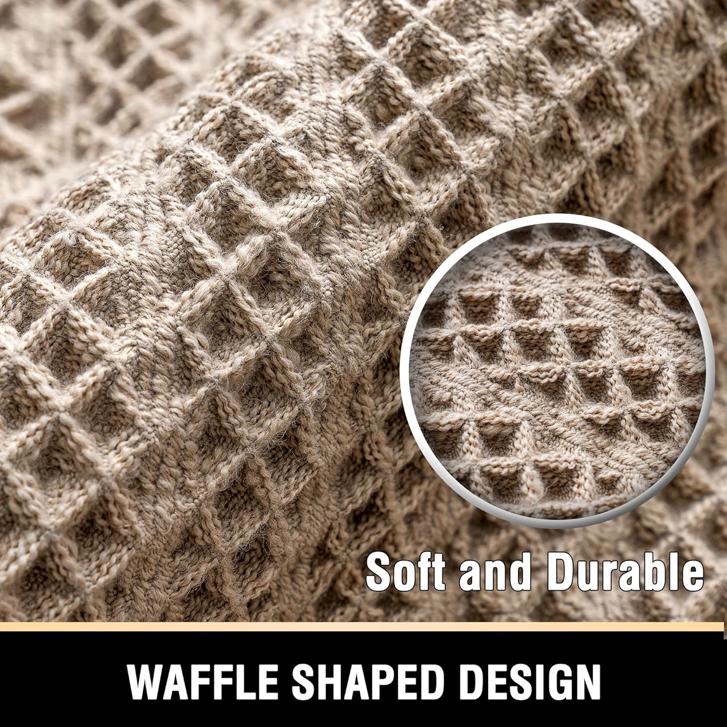 Waffle Bath Mat Super Absorbent Boho Non Slip Rugs for Bathroom Floor Machine Washable Dry Fast with Tassels (47 x 17 Plus 24 Inches, Irish Cream) Cream 47" 17" 24"