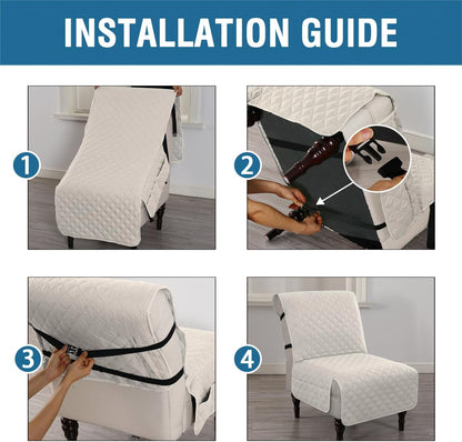 Water Resistant Accent Chair Cover Reversible Quilted Covers Without Arms Thick Soft Durable with Anti-Slip Buckle Washable, Ivory/Beige -