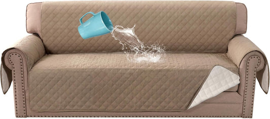 Sofa Cover, 100% Waterproof Slipcover Furniture Protector, Washable Couch Cover with Non-Skid Backing and Elastic Straps for Kids, Dogs, Pets(Sofa, French Oak) Oak