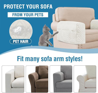 Armrest Covers for Sofa Water Resistant Couch Arm Remote Control Holder Organizer Magazine, Tablet, Phone, iPad(Set of 2, Ivory/Beige) Double Diamond-ivory/Beige -