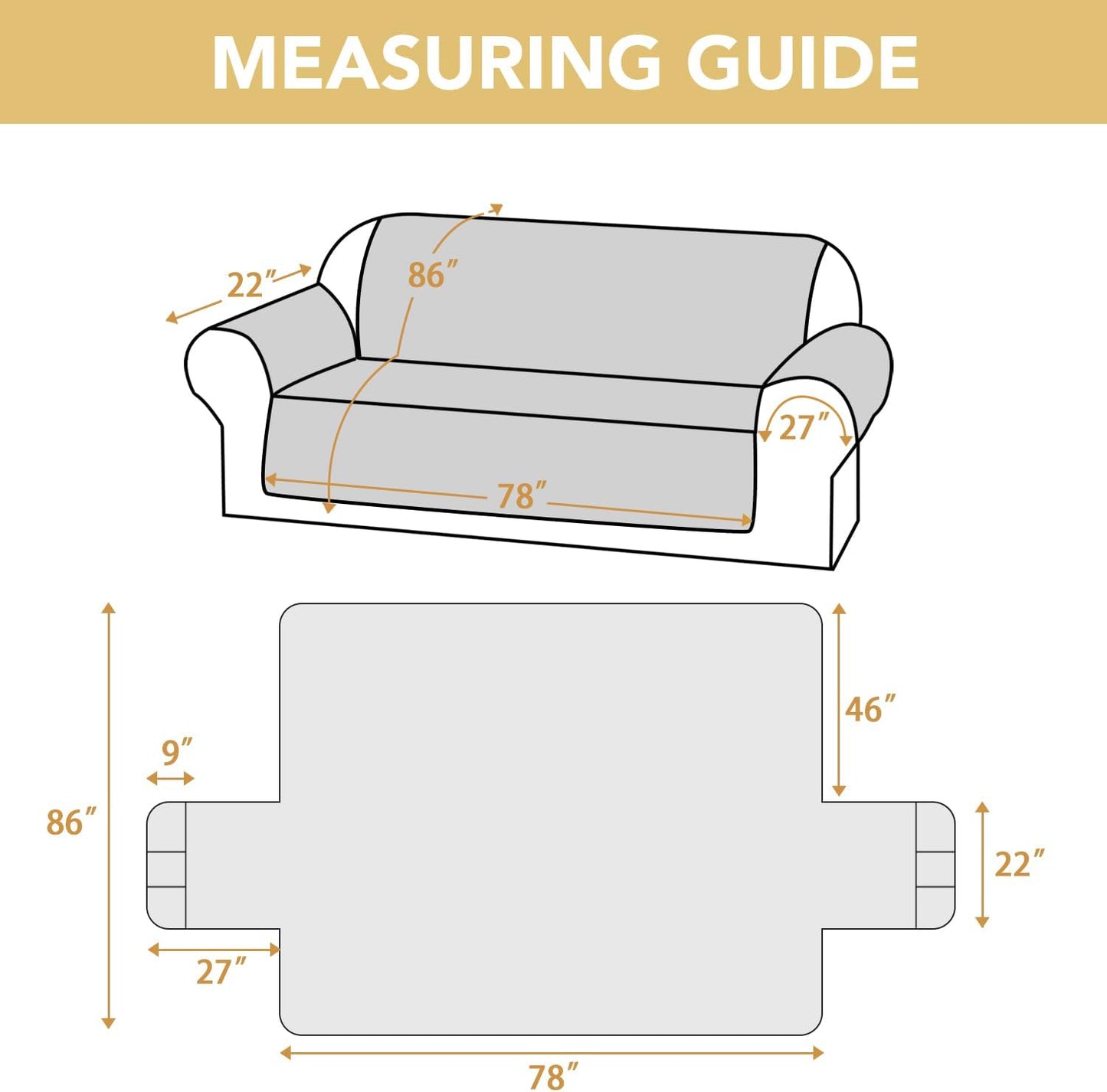 100% Waterproof Couch Cover for 3 Cushion Sofa Washable Pet Friendly with Elastic Straps Thick Durable Storage Pocket(XL Sofa, Beige) Beige 78"-X-Large