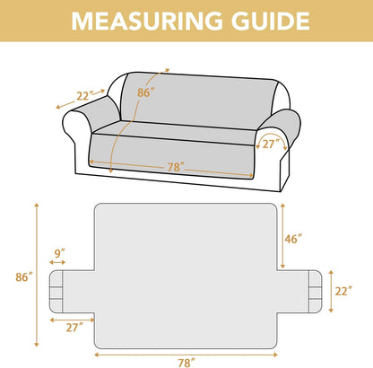 100% Waterproof Couch Cover for 3 Cushion Sofa Washable Pet Friendly with Elastic Straps Thick Durable Storage Pocket(XL Sofa, Beige) Beige 78"-X-Large