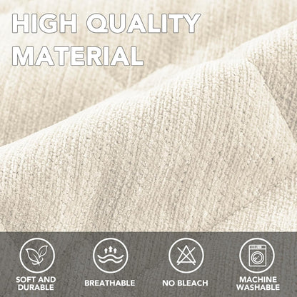 Couch Cover Chenille Pet Fuzzy Sofa Covers for 3 Cushion Anti Slip Washable Slipcovers with Strap Soft Protector Dogs Cats Kids(36" x 82", Ivory) Ivory 36" 82"