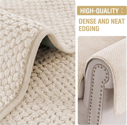 Waterproof Couch Cover Plush Sofa with Strap Soft Anti Slip Slipcovers for 4 Cushion Protector Dogs Cats Kids,36x96'',Beige Beige 1pc/36''x96''
