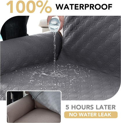 100% Waterproof Recliner Chair Covers, Covers Non-Slip Stay in Place, Thick Cover for with Pocket, Dog Couch Protector Washable(Grey, 23") Gray 23"