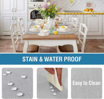 Linen Placemats Set of 4 Premium Solid Table for Dining Spill-Proof Waterproof Mats Heat-Resistant Kitchen Washable, 12x18 inches, Grey Gray -