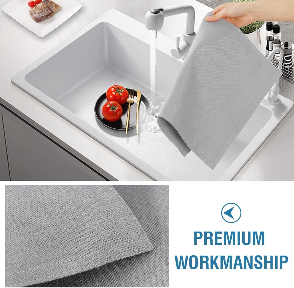 Linen Placemats Set of 4 Premium Solid Table for Dining Spill-Proof Waterproof Mats Heat-Resistant Kitchen Washable, 12x18 inches, Grey Gray -
