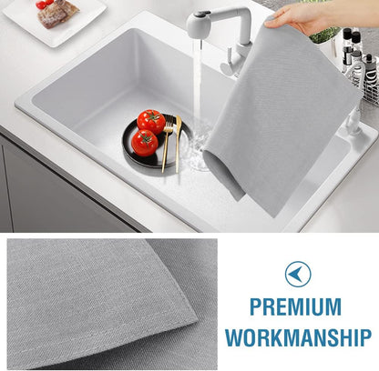 Linen Placemats Set of 4 Premium Solid Table for Dining Spill-Proof Waterproof Mats Heat-Resistant Kitchen Washable, 12x18 inches, Grey Gray -