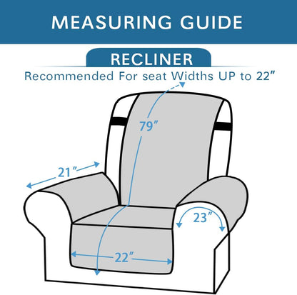 Reversible Quilted Recliner Covers Chair Cover Water Resistant Furniture Protector Washable Couch with Elastic Straps for Kids, Pets (Recliner, Brown/Beige) Brown/Beige (79" x 68")