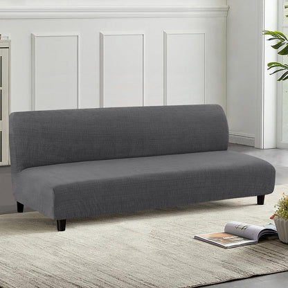 100% Waterproof Armless Futon Cover, Sofa Cover Stretch Jacquard Couch for Futon, Dual Leakproof Furniture Protector Pets, Grey -
