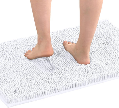 White Bathroom Rugs Bath Mat for Luxury Rug Extra Soft and Absorbent Microfiber Shaggy Non Slip Washable, 17 x 24 Inches 17" 24" Rectangular