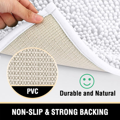 White Bathroom Rugs Bath Mat for Luxury Rug Extra Soft and Absorbent Microfiber Shaggy Non Slip Washable, 17 x 24 Inches 17" 24" Rectangular