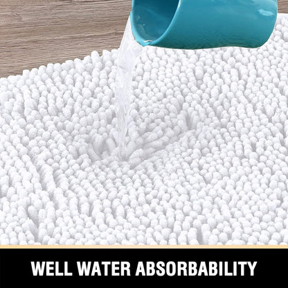 White Bathroom Rugs Bath Mat for Luxury Rug Extra Soft and Absorbent Microfiber Shaggy Non Slip Washable, 17 x 24 Inches 17" 24" Rectangular