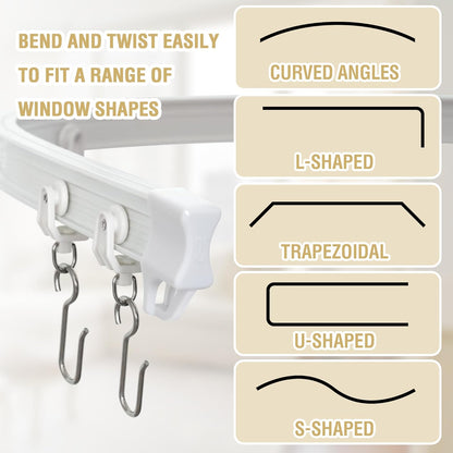 Ceiling Curtain Track Flexible Bendable Mount for Rail 16.4ft (5M) Room Divider Systerm RV Bay Window Curved Bunk Bed Curtain, White 16.4 ft
