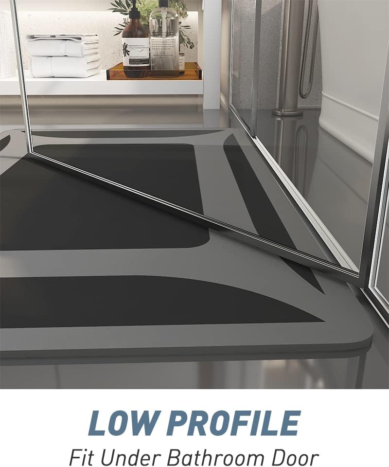 -Bath Rug-Quick Dry Absorbent Rubber Backed Thin Bathroom Rugs Fit Under Door-Bath Mats for Floor Mat in Front of Sink-Shower Rug 17"X27.5" Dark Grey 1'6" x 2'3" (Rectangular)