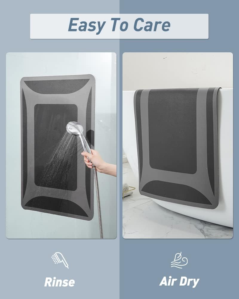 -Bath Rug-Quick Dry Absorbent Rubber Backed Thin Bathroom Rugs Fit Under Door-Bath Mats for Floor Mat in Front of Sink-Shower Rug 17"X27.5" Dark Grey 1'6" x 2'3" (Rectangular)