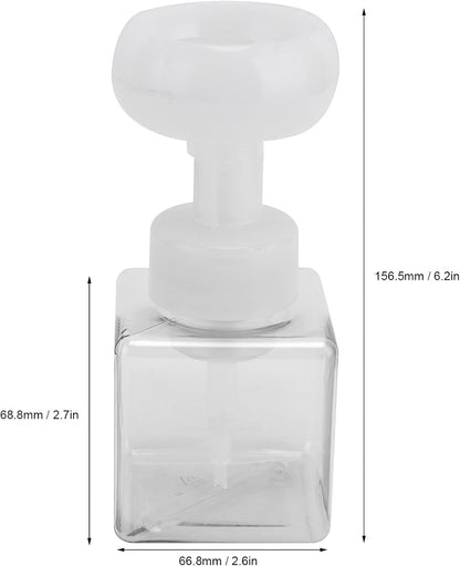 Foaming Hand Soap Dispenser, 250ml Flower Dispenser Shape Refillable Foam Pump Bottle Reusable Plastic Portable Liquid Container for Bathroom (Transparent)