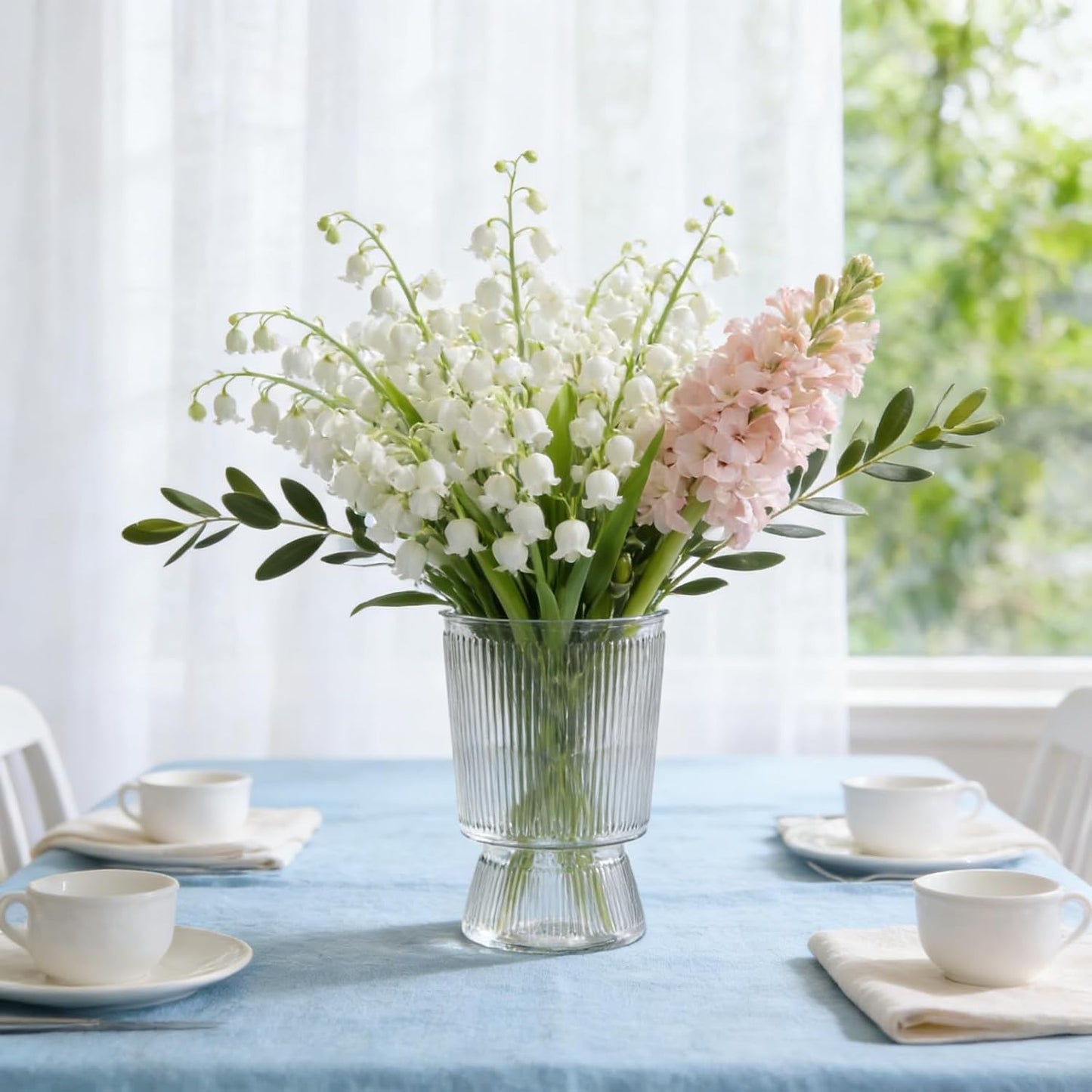 12 Pack Clear Plastic Flower Vases, 6.3" Ribbed Fluted Glass-Like Vase, Decorative Modern Ripple Hydroponic Plant Vase with Base for Table Centerpieces Home Decor Office Wedding Decoration