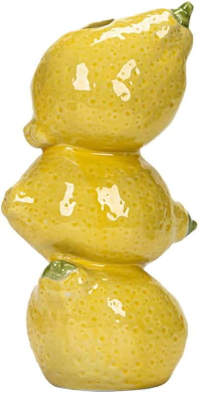Citroenkeramiek vase - Unique fruit-shaped vase - 3D lemon design - Creative fruit and flower arrangement - Suitable for home and kitchen decor - Yellow