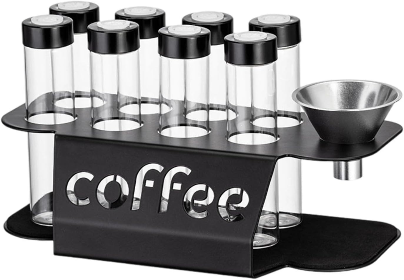 Coffee Bean Storage Containers - 8-pack Glass Jars for Storing Coffee Beans - Transparent Storage Containers, Reagent Racks, One-Way Valve - Portable Storage Jars