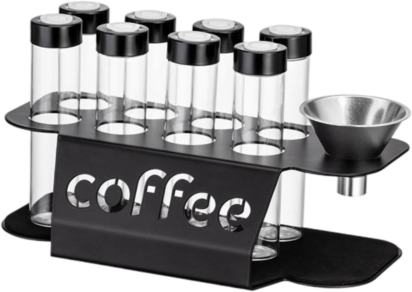 Coffee Bean Storage Containers - 8-pack Glass Jars for Storing Coffee Beans - Transparent Storage Containers, Reagent Racks, One-Way Valve - Portable Storage Jars