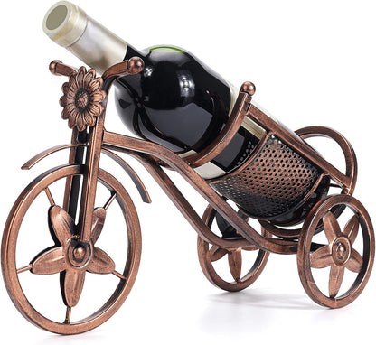 Floating wine rack - Wine rack with stainless steel chain - Metal table wine rack - Silver freestanding table wine rack