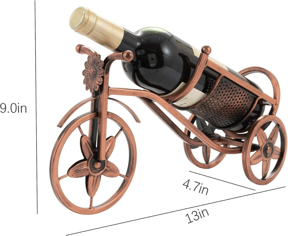 Desk wine rack - Bicycle-shaped wine rack for one bottle - Freestanding table wine rack and bottle holder - Wine gifts, home and bar decorations, and crafts