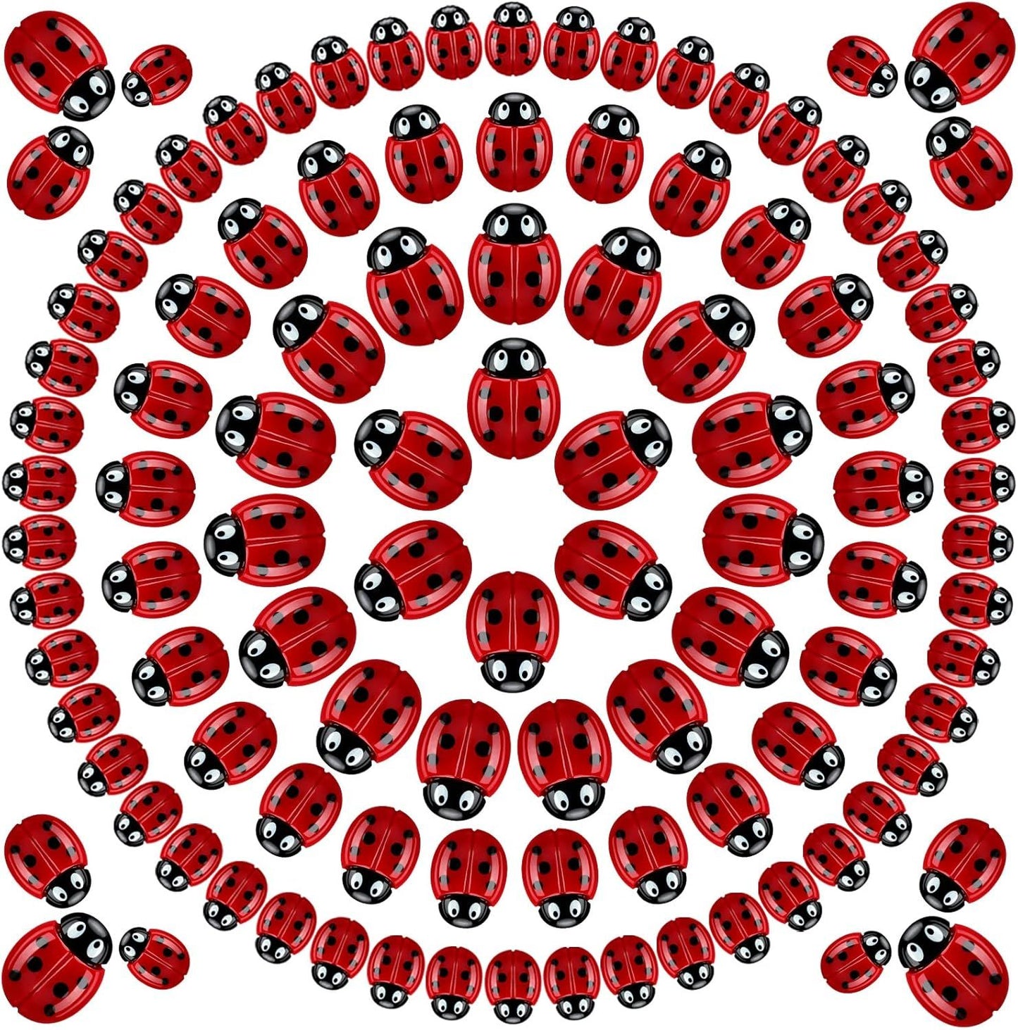 100 Pieces Tiny Resin Ladybugs Decor 0.55''-0.98'' 3 Sizes Mini Ladybugs Ornaments Miniature igurines Crat or DIY airy Garden Dollhouse Micro Landscaping Wreath Cake Home Decoration Party