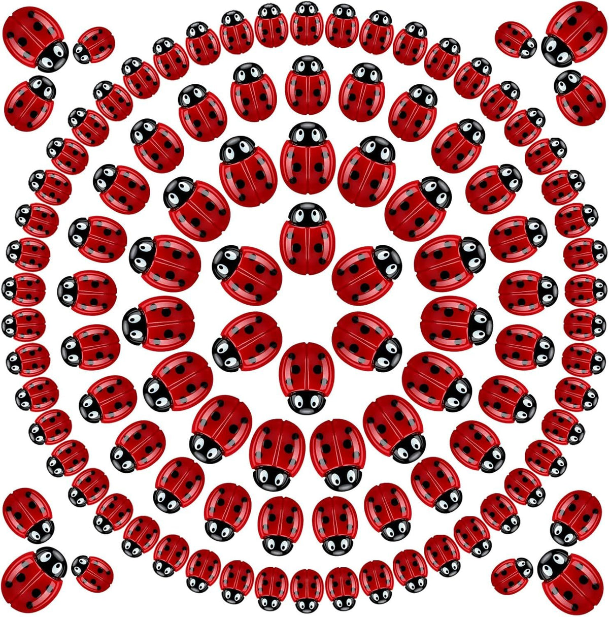 100 Pieces Tiny Resin Ladybugs Decor 0.55''-0.98'' 3 Sizes Mini Ladybugs Ornaments Miniature igurines Crat or DIY airy Garden Dollhouse Micro Landscaping Wreath Cake Home Decoration Party