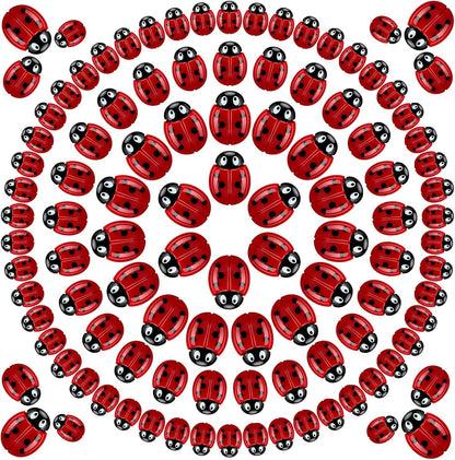 100 Pieces Tiny Resin Ladybugs Decor 0.55''-0.98'' 3 Sizes Mini Ladybugs Ornaments Miniature igurines Crat or DIY airy Garden Dollhouse Micro Landscaping Wreath Cake Home Decoration Party