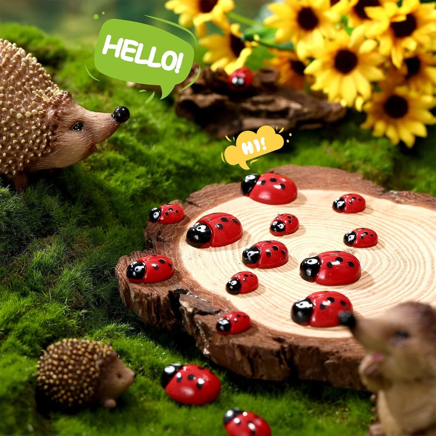 100 Pieces Tiny Resin Ladybugs Decor 0.55''-0.98'' 3 Sizes Mini Ladybugs Ornaments Miniature igurines Crat or DIY airy Garden Dollhouse Micro Landscaping Wreath Cake Home Decoration Party