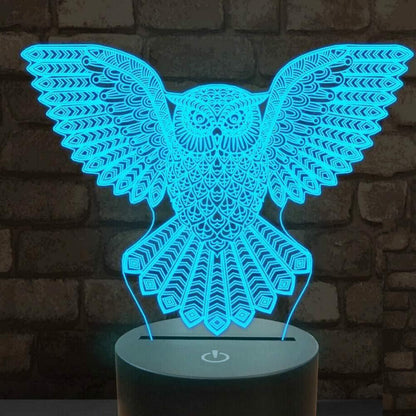 3D Owl Night Light Led Touch Switch Decor Table Desk Optical Illusion Lamps 7 Color Changing Lights Christmas Birthday babies