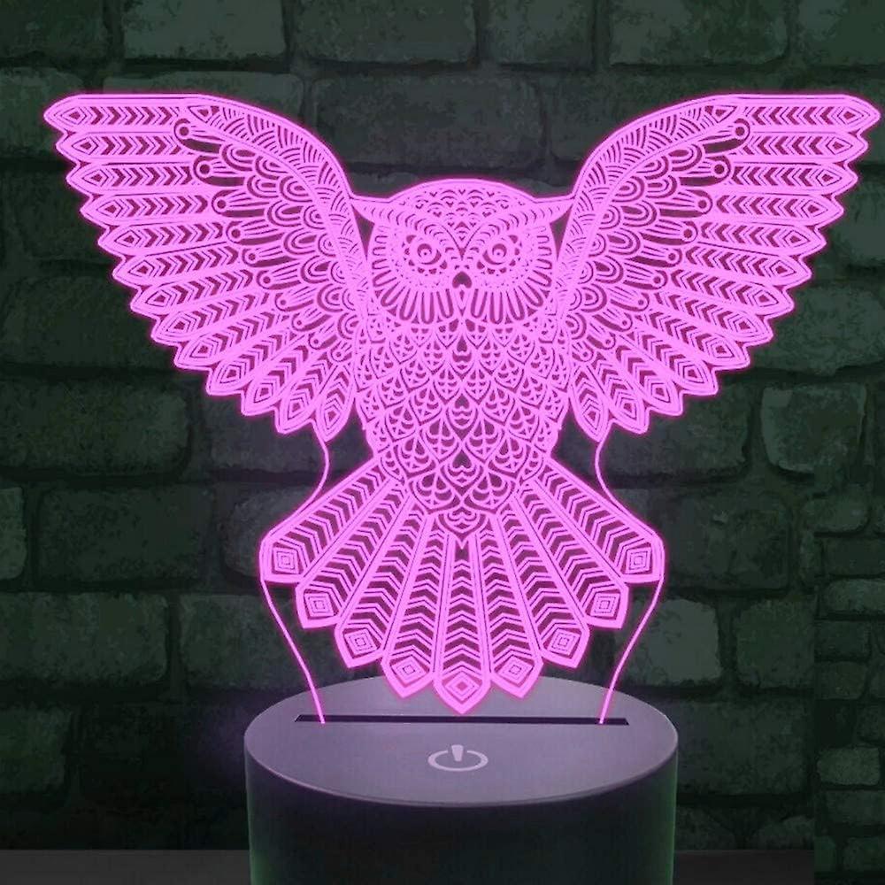 3D Owl Night Light Led Touch Switch Decor Table Desk Optical Illusion Lamps 7 Color Changing Lights Christmas Birthday babies