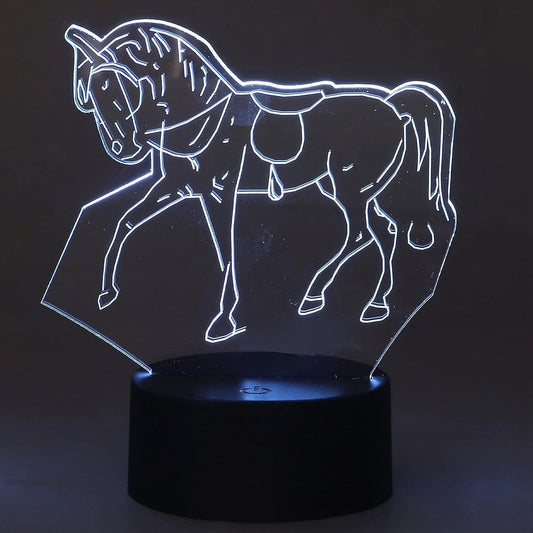Horse Night Light, 3D Illusion Lamp, LED Light Optical Illusion Lamp with 7 Colors Changing Touch Switch(USB/Battery Power Supply)