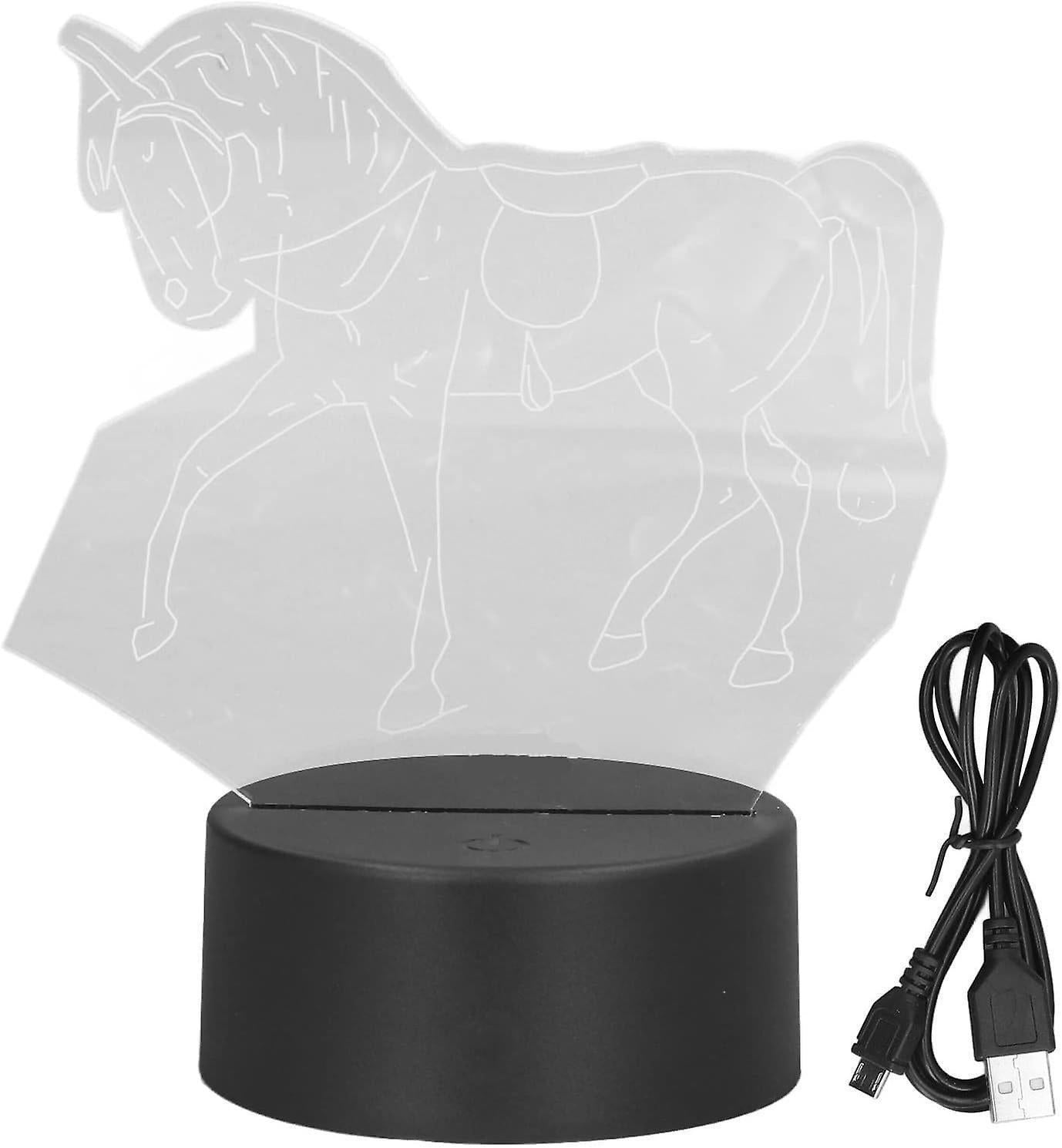 Horse Night Light, 3D Illusion Lamp, LED Light Optical Illusion Lamp with 7 Colors Changing Touch Switch(USB/Battery Power Supply)