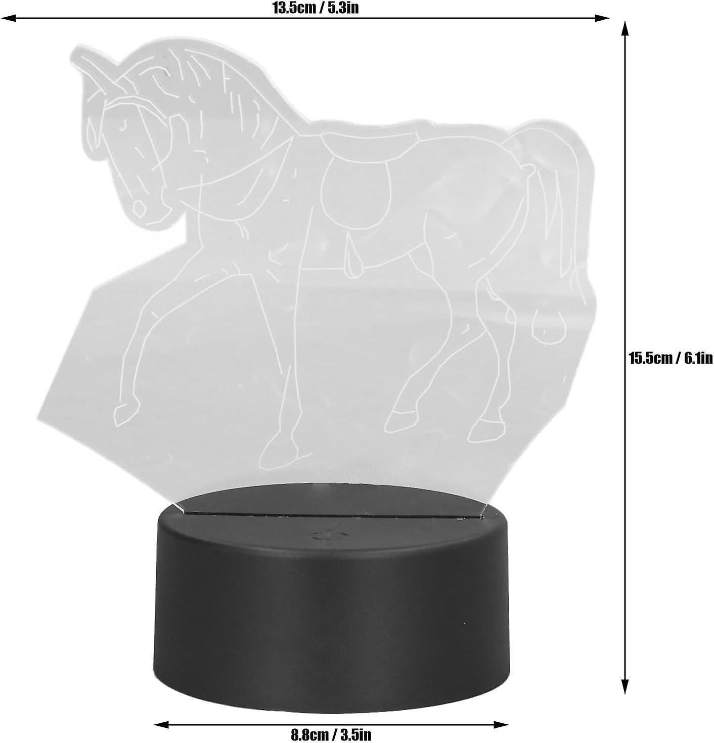 Horse Night Light, 3D Illusion Lamp, LED Light Optical Illusion Lamp with 7 Colors Changing Touch Switch(USB/Battery Power Supply)