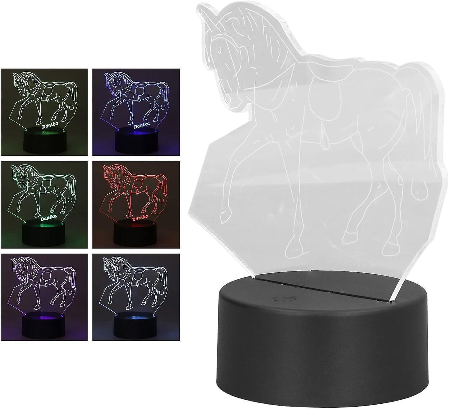 Horse Night Light, 3D Illusion Lamp, LED Light Optical Illusion Lamp with 7 Colors Changing Touch Switch(USB/Battery Power Supply)