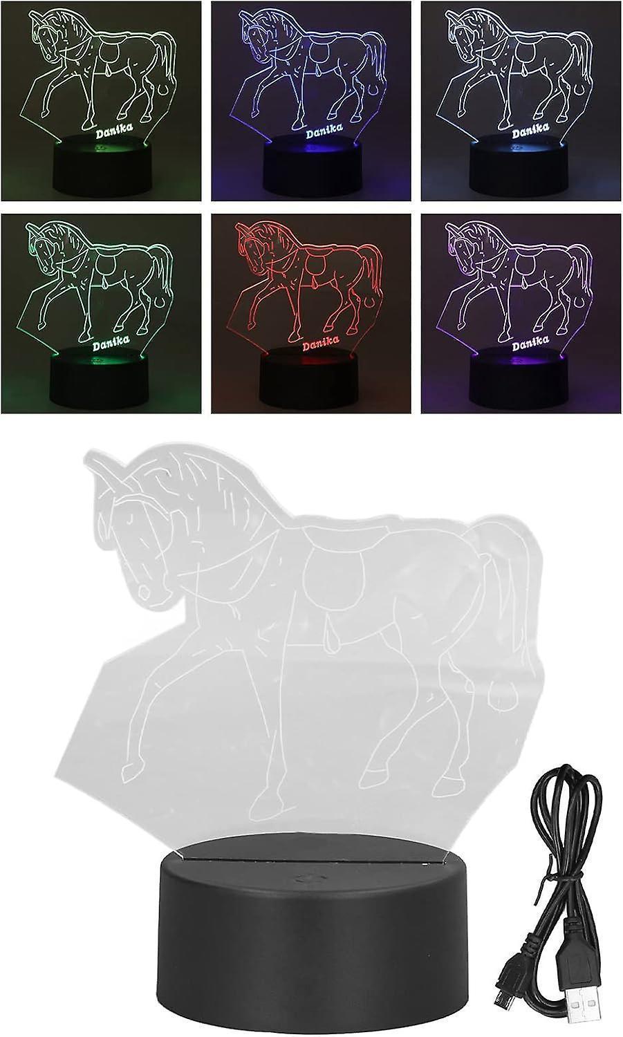 Horse Night Light, 3D Illusion Lamp, LED Light Optical Illusion Lamp with 7 Colors Changing Touch Switch(USB/Battery Power Supply)