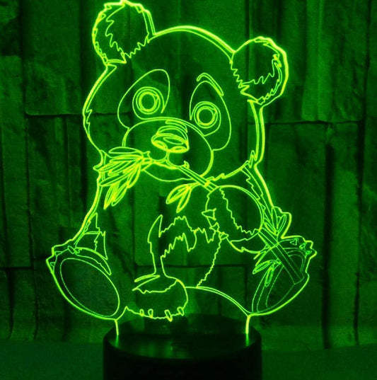 3D Panda Night Light Lamp Optical Illusion Animal Night Light 7 Color Changing Touch Switch Lamps Gift with Acrylic Flat ABS Base USB Cable Toy-Panda